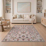 Pink Blush Pink Traditional Persian Floral Rug