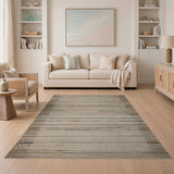 Brown Tan Striped Boho Area Rug