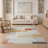 Layered Geometric Neutral Area Rug