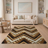 Geometric Tan Cube Staircase Area Rug