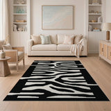 Black and White Geometric Modern Bold Black White Zebra Stripe Area Rug