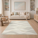 Beige Wave Pattern Area Rug
