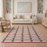 Festive Holly Berry Red Stripe Area Rug