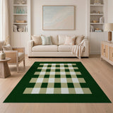 Green Rustic Green Plaid Check Area Rug