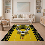 Geometric Tiger Face Yellow Area Rug