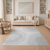 Whimsical Layered Clouds Grey Area Rug