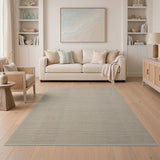 Beige Woven Vertical Stripe Area Rug