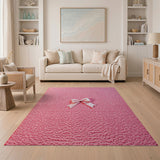Fluffy Pink Shag Rug with Polka Dot Bow