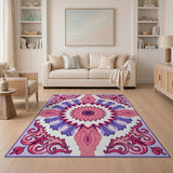 Purple Pink Floral Mandala Area Rug