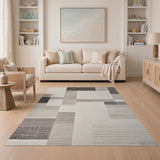 Modern Grey Geometric Block No. 4 Area Rug