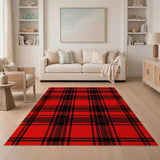 Geometric Modern Red Bold Red Black Plaid Area Rug