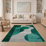 Green Geometric Modern Emerald Green Abstract Geometric Area Rug