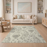 Swirling Floral Beige Area Rug