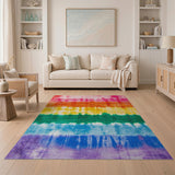 Rainbow Tie-Dye Shag Area Rug