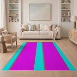 Vibrant Purple Teal Stripe Geometric Area Rug