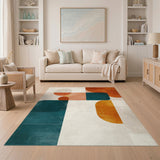Geometric Modern Blue and Teal Blue Teal Geometric Area Rug