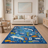 Underwater ABC Ocean Kids Rug with Fish Dolphins