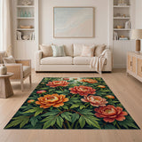 Lush Peony Blooms Floral Area Rug