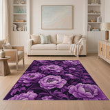Floral Vintage Purple Purple Peony Floral Area Rug