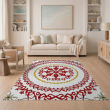 Ornate Red Medallion Heritage Tribal Rug