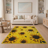 Yellow Vibrant Sunflower Field Yellow Area Rug