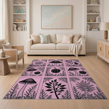 Pink Mushroom Pumpkin Botanical Rug