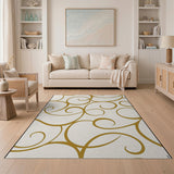 Abstract Area Gold and Silver Golden Swirl Abstract Area Rug