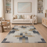 Geometric Modern Modern Geometric Beige Grey Area Rug