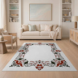 Red Ornate Red Floral Persian Border Rug