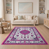 Vibrant Traditional Persian Vibrant Pink Persian Medallion Area Rug