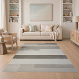 Modern Beige Grey Geometric Block Area Rug
