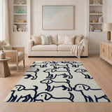 Cute Black Outline Puppy Pattern Area Rug
