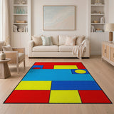 Geometric Modern Vibrant Geometric Multi-Color Block Area Rug