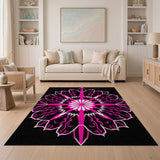 Geometric Modern Vibrant Pink Mandala Geometric Area Rug