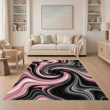 Pink Swirl Pink Swirl Abstract Area Rug