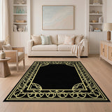 Art Deco Gold Border Geometric Area Rug