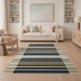 Modern Geometric Striped Neutral Rug
