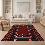 Red Red Backgammon Board Area Rug