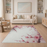 Delicate Pink Cherry Blossom Watercolor Rug