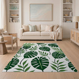 Boho Chic Leaf Lush Monstera Leaf Green Area Rug