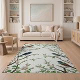 ODIKA Washable Chinoiserie Bird & Blossom Vintage Low Pile Area Rug