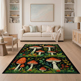 Floral Vintage Whimsical Mushroom Forest Area Rug