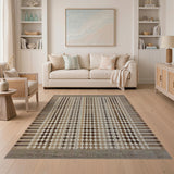 Brown and Tan Geometric Modern Brown Tan Diamond Geometric Area Rug