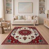 Vibrant Red Persian Floral Medallion Rug