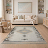Beige Gray Zigzag Diamond Southwestern Rug