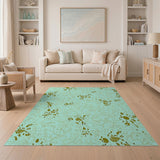 Blue and Teal Teal Abstract Swirl Area Rug