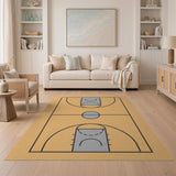 Orange Basketball Court Line Art Area Rug