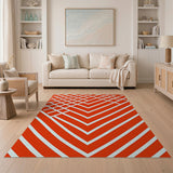 Bold Red Diamond Grid Geometric Area Rug