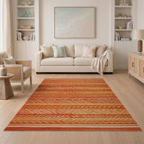 Bold Orange Zigzag Heritage Tribal Rug