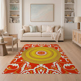 Red Persian Sun Medallion Area Rug